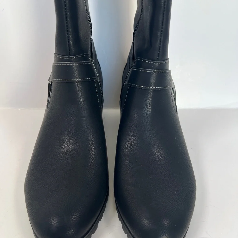 JBU Black Over the Knee Leather Boots Non Slip and comfortable heel Size 12‎